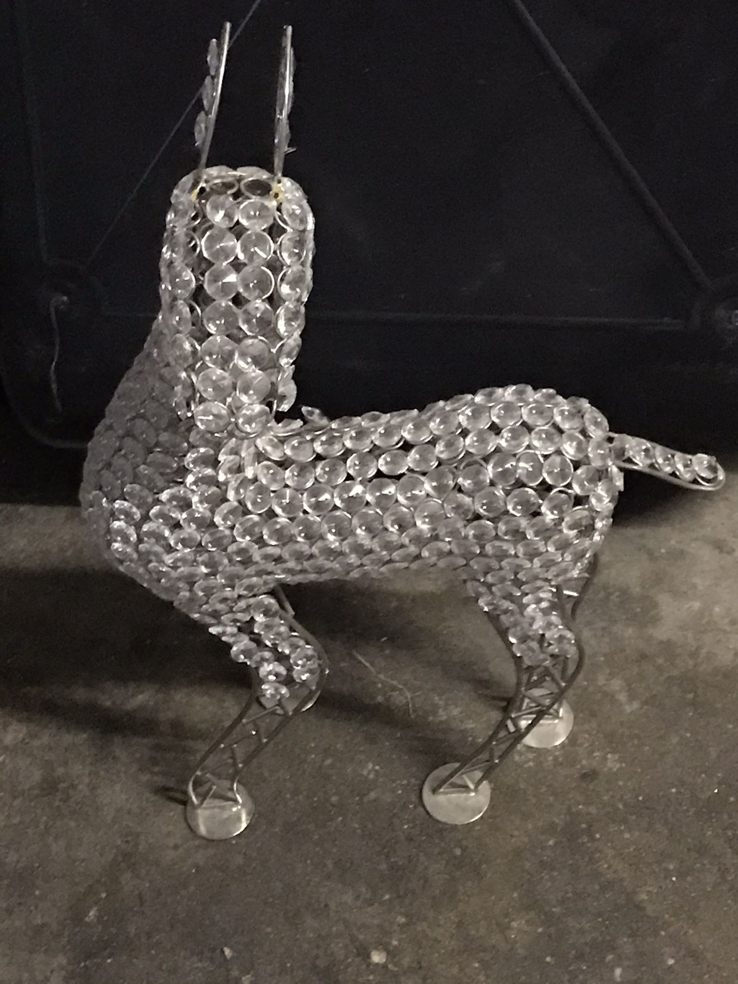 Metal Deer With Glass Decorations Around Body