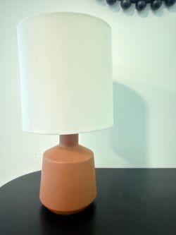 Terracotta Table Lamp with White Shade