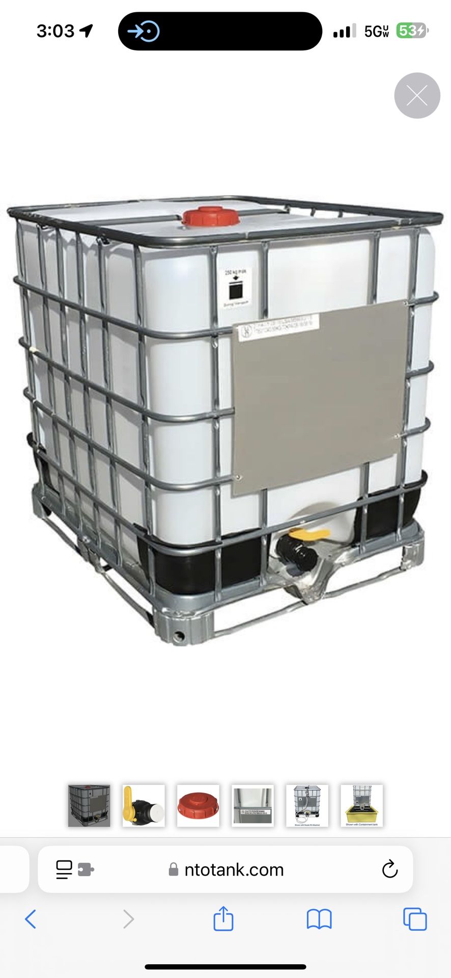 Free 275 Gallon Water Tank