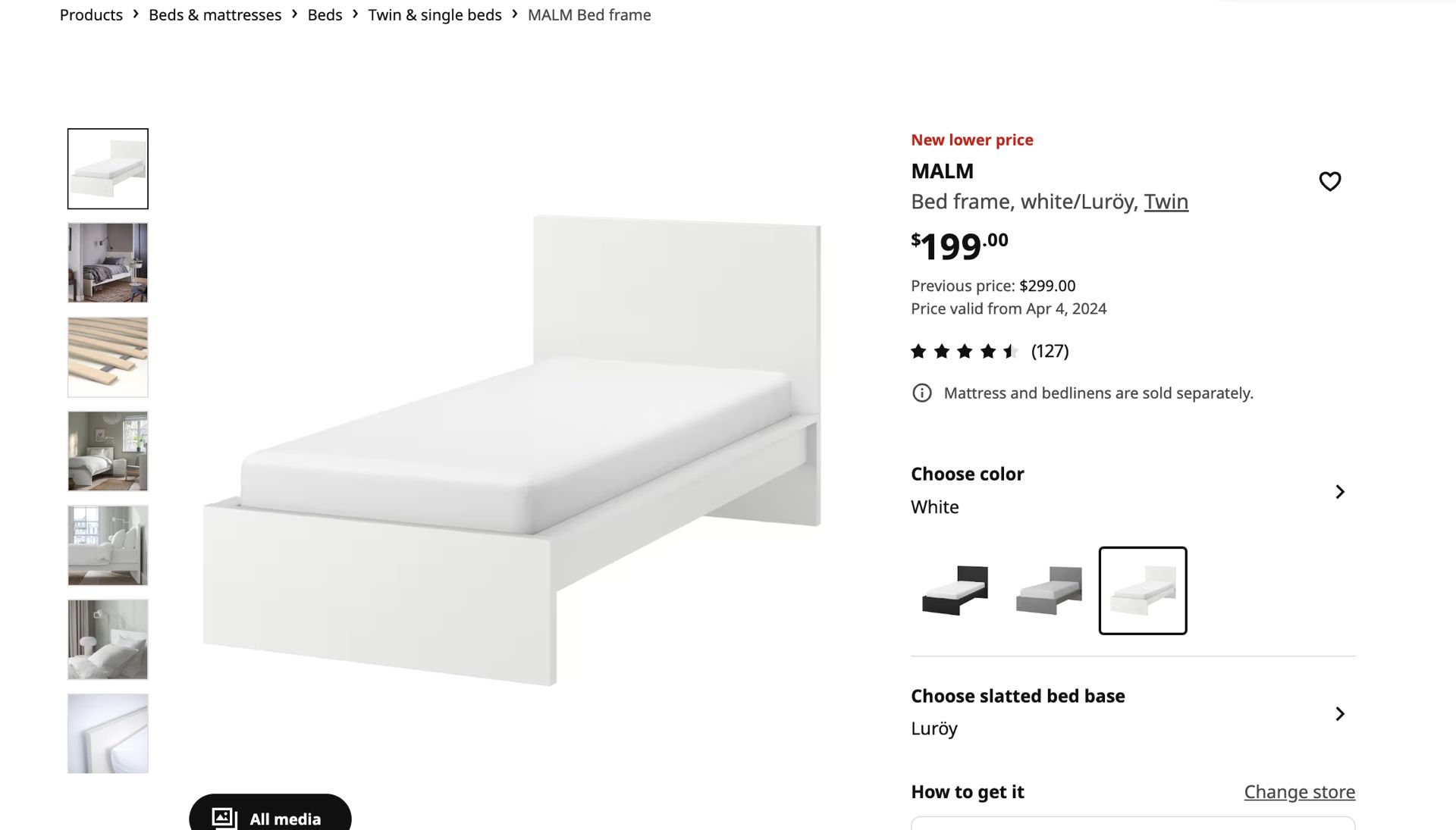 IKEA MALM Twin Bed for Sale