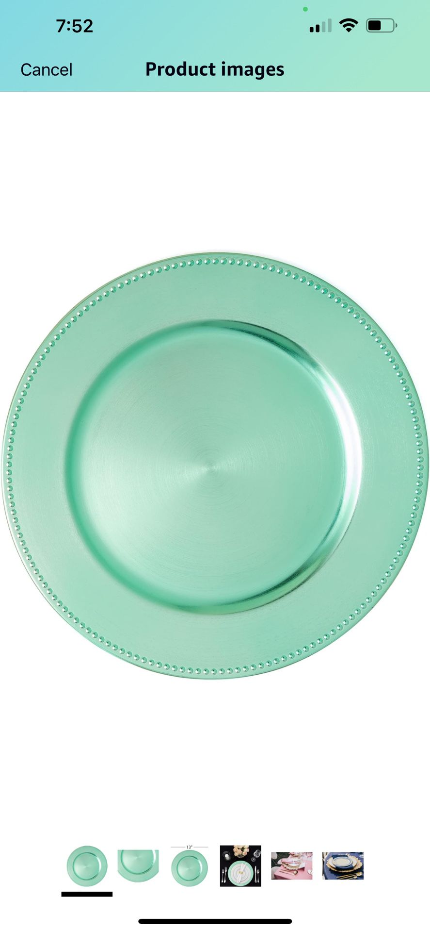 Plastic Charger Plate(turquoise Color)