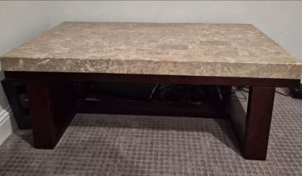 Caleb Espresso Marble Coffee (cocktail) table & matching marble end table