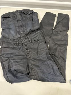 Black Womens Leather Romper