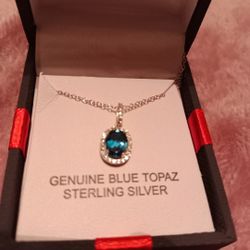 Blue Topaz Sterling Silver Necklace 