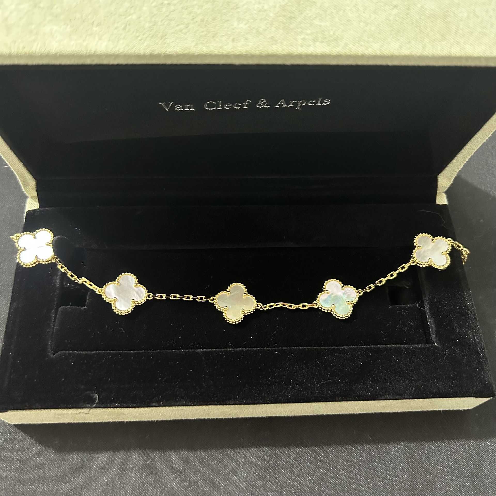 Van Cleef & Arpels Alhambra Gold and White Bracelet