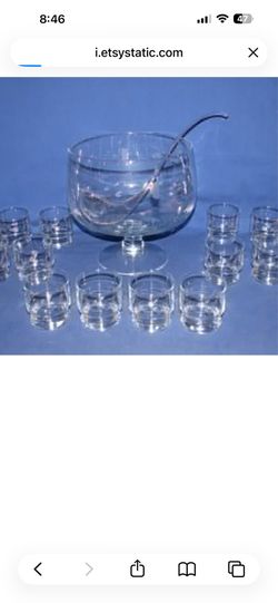 Princess House Punch Bowl with Glass