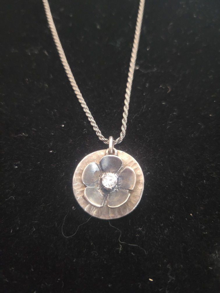 Silpada Oxidized Silver Flower Necklace 