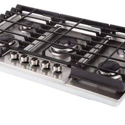 LYCAN AKT3260 Stainless Steel 5 Italy Sabaf Burners 36" Gas Range Cooktops Heavy Duty RV Stovetop with Metal Knobs