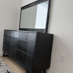 Modern Black 6-Drawer Dresser w/ Mirror – Living Spaces