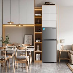 A481 $400  11.6 Cu.Ft. Double Door Refrigerator in Stainless Steel with Large Capacity Top Freezer