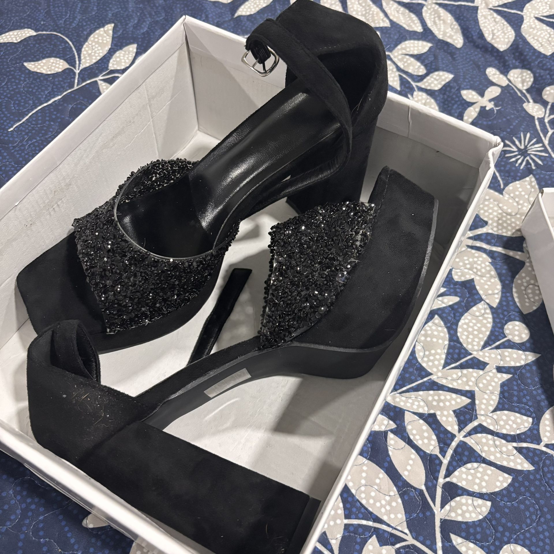 New Arrival Women's High Heeled Platform Sandals, Fashion Style In Shiny Black