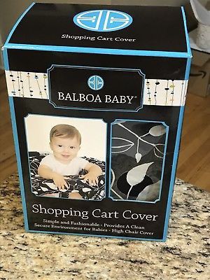 BALBOA BABY SHOPPING CART COVER BLACK WHITE LEAF
