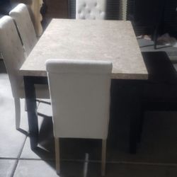Marble Dining Room Set Table 4 Chairs And A Nench