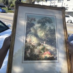 "Vintage Arthur A. Cox Romantic Garden Print - 'The Love Letter' & 'The Garden Party'