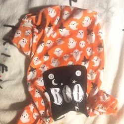 Dog Halloween Ghost Orange Pajamas Size Medium Pick Up Only 