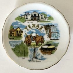 Texas The Lone Star State Mini 3 1/4" Plate - Features Longhorns/Alamo 
