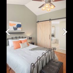 Wrought Iron Queen Scroll Sleigh Bed Head and Footboard