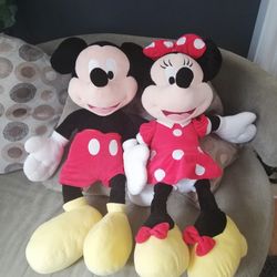Mickey Minnie Plushes, 32", Like New