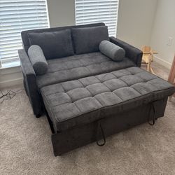 Convertible Sleeper Loveseat w/ Pull-Out Bed – Gray – Brand New 