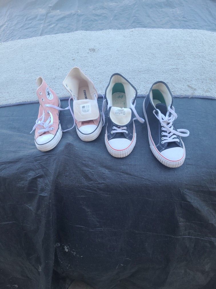 Converse And PF FLYER'S, Converse 5.5 Mens,7.5 Women's, Pf 11.5 Women's.  10 Men's 30.00 Each Or Both For 50 Obo