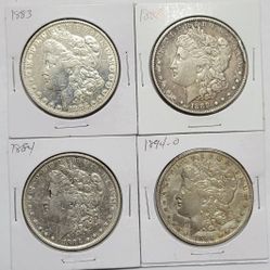 4 Morgan Silver Dollars 90% Silver 