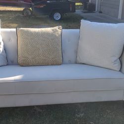 WHITE COUCH FAUX SUEDE 