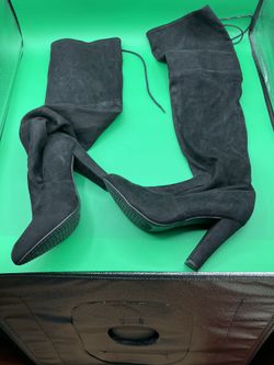 Steve Madden Black Over-the-knees Lace-up Block Heel Boots