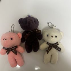 3 Soft Bear Keychains 