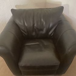 Leather Couch, Loveseat, Chair With Ottoman & Side Table