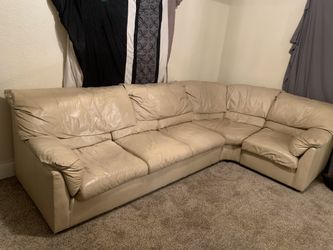 Real genuine leather. Cream Sectional