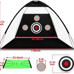 Complete Golf Practice Net – 10x7ft Portable Net with Targets for Indoor and Outdoor Golf Training，1 Golf Club, 1Golf Matn, 8 Balls and Tees.  Brand n