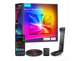 Govee TV Backlight 3 Lite, 11.8ft LED Strip Lights Sync with 55-65 Inch TVs Upgraded Camera with Fish-Eye Correction Function, RGBICW Screen Sync Ligh