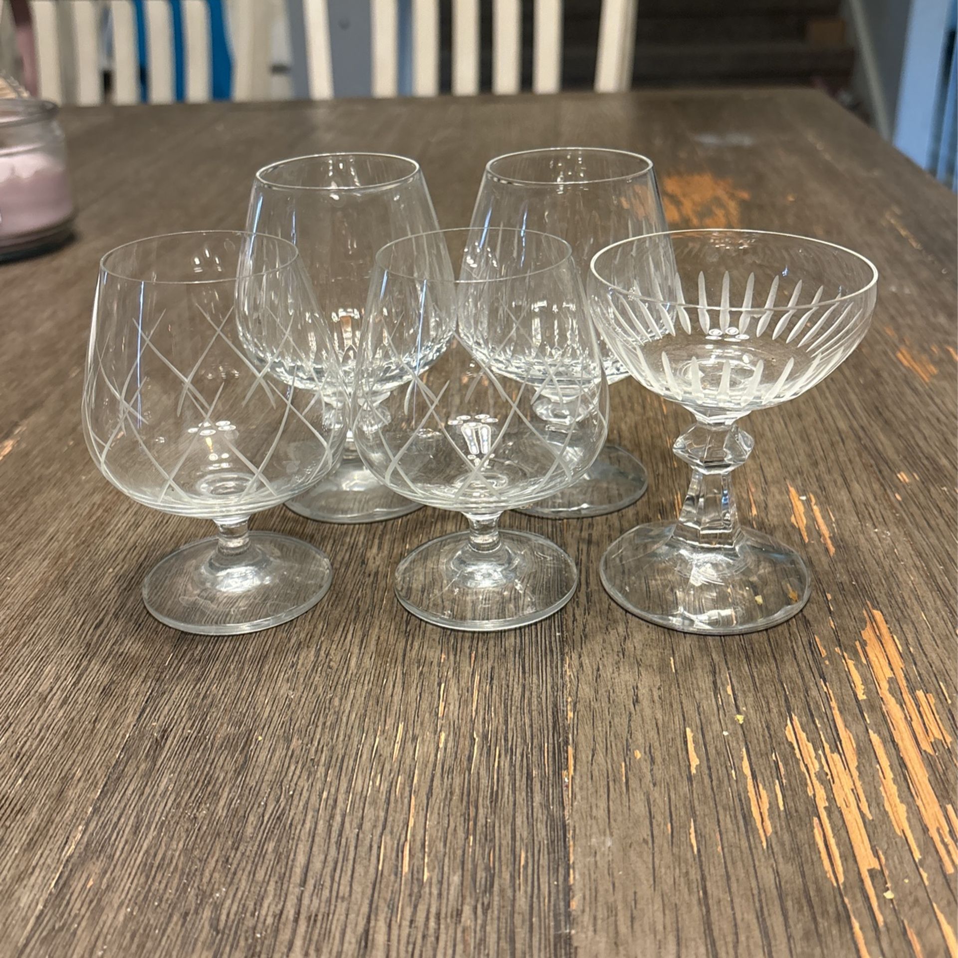 5 Small Antique Glasses