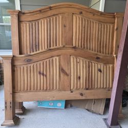 Real Wooden Bed Frame Converts From Full To Queen
