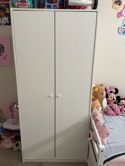 White Two-Door Wardrobe Armoire
