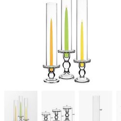 Wedding Time Candle Holders W Hurricane glass Globes