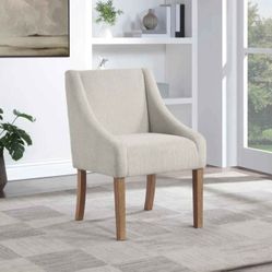 Monarch Dining Chair in Cream Fabric with Medium Espresso Wood Legs