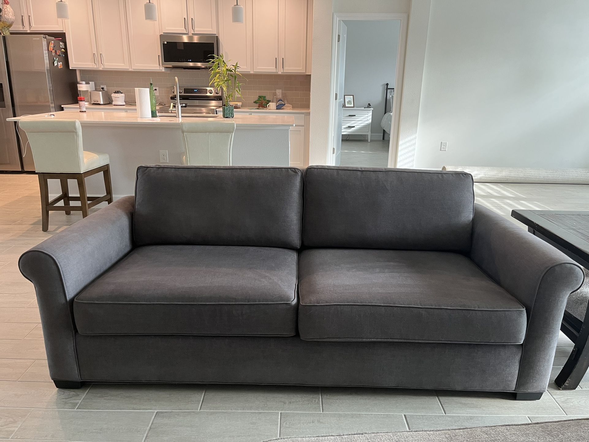 Ethan Allen 7ft Grey Couch