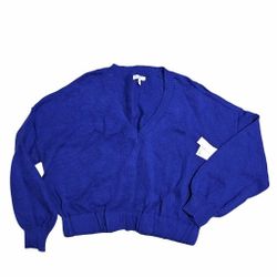 ABOUND V Neck Drop Shoulder Long Sleeve Elastic Waist Crop Sweater Womens Small 