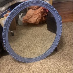 Antique Oval Framed Mirror And Vanity