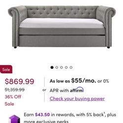 Full Size Gray Upholstered Day Bed