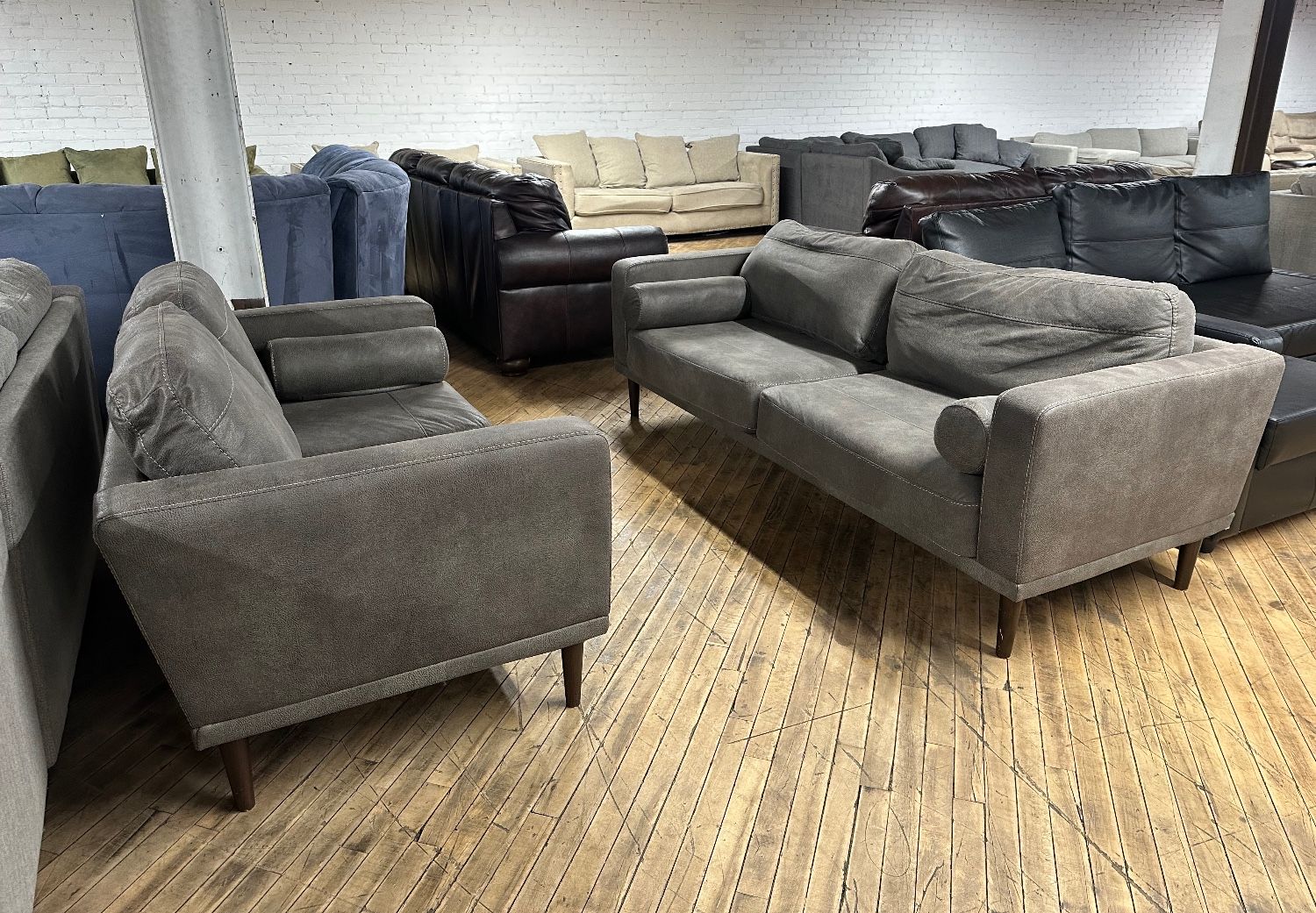 Delivery available gray sofa loveseat couch set