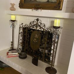 Set Of Tall Candle Holder With Hanging Crystals 