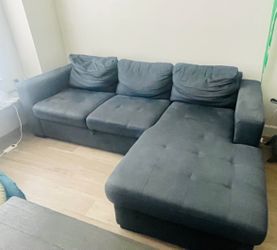 Blue Sectional Sofa with Reversible Chaise/Lounge