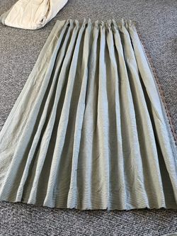Pleated gorgeous dusty blue/ sage green embossed, black out curtains
