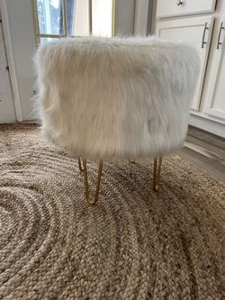Ottoman Side Chair- White & Gold