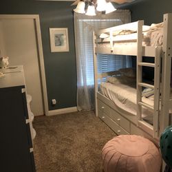 White Bunk Bed w/ Trundle + Storage Drawers – Mattresses Optional