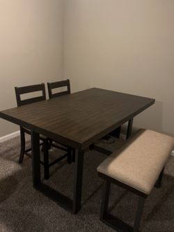 High Top Dining Set - Table + 2 Bar Chairs + 1 Bench