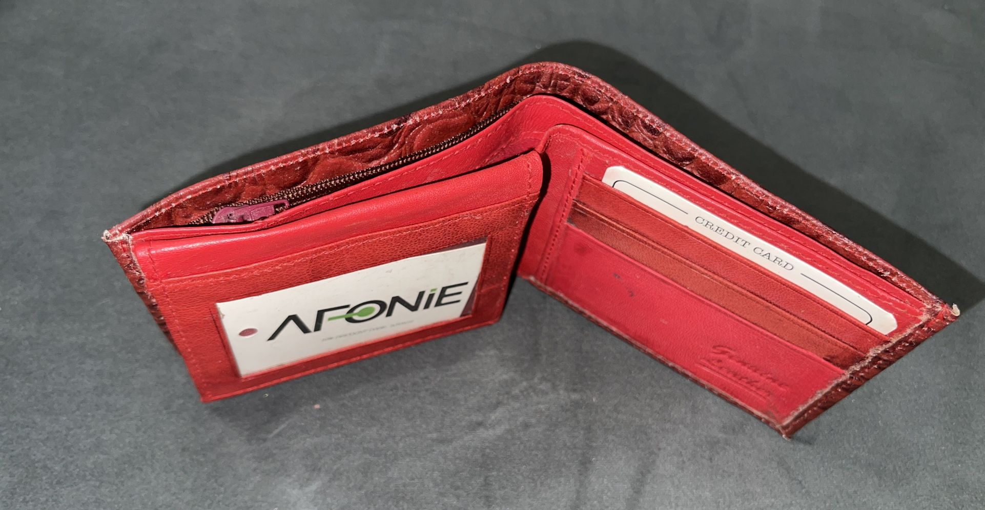 New Luxurious Afonia Red Embossed Leather Wallet
