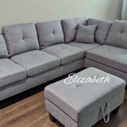 3-Pc Sectional Sofa Ottoman With Storage 